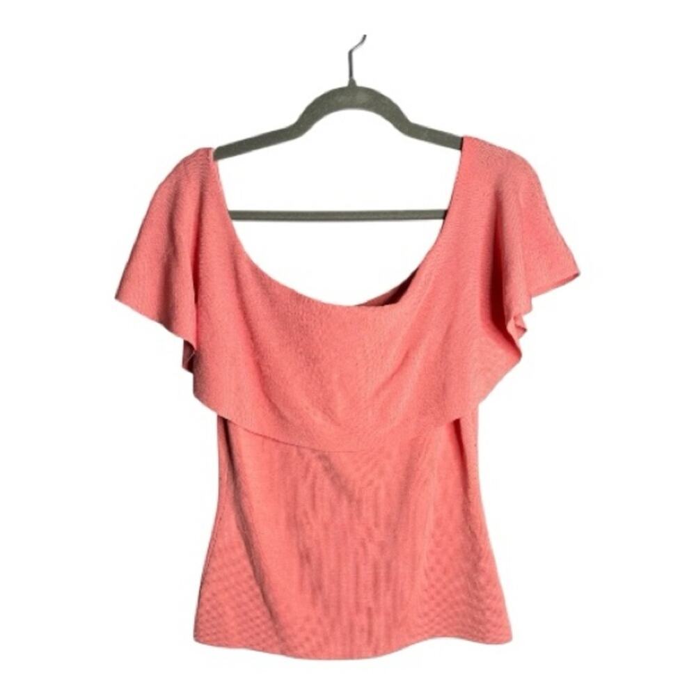 Sachin & Babi Pink Ribbed Off Shoulder Sweater Large